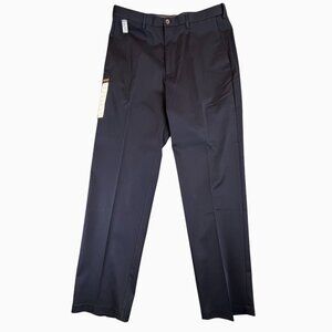 Haggar Mens 36W X 34L Classic Fit Premium No Iron Khaki Pants Dark Navy Stretch